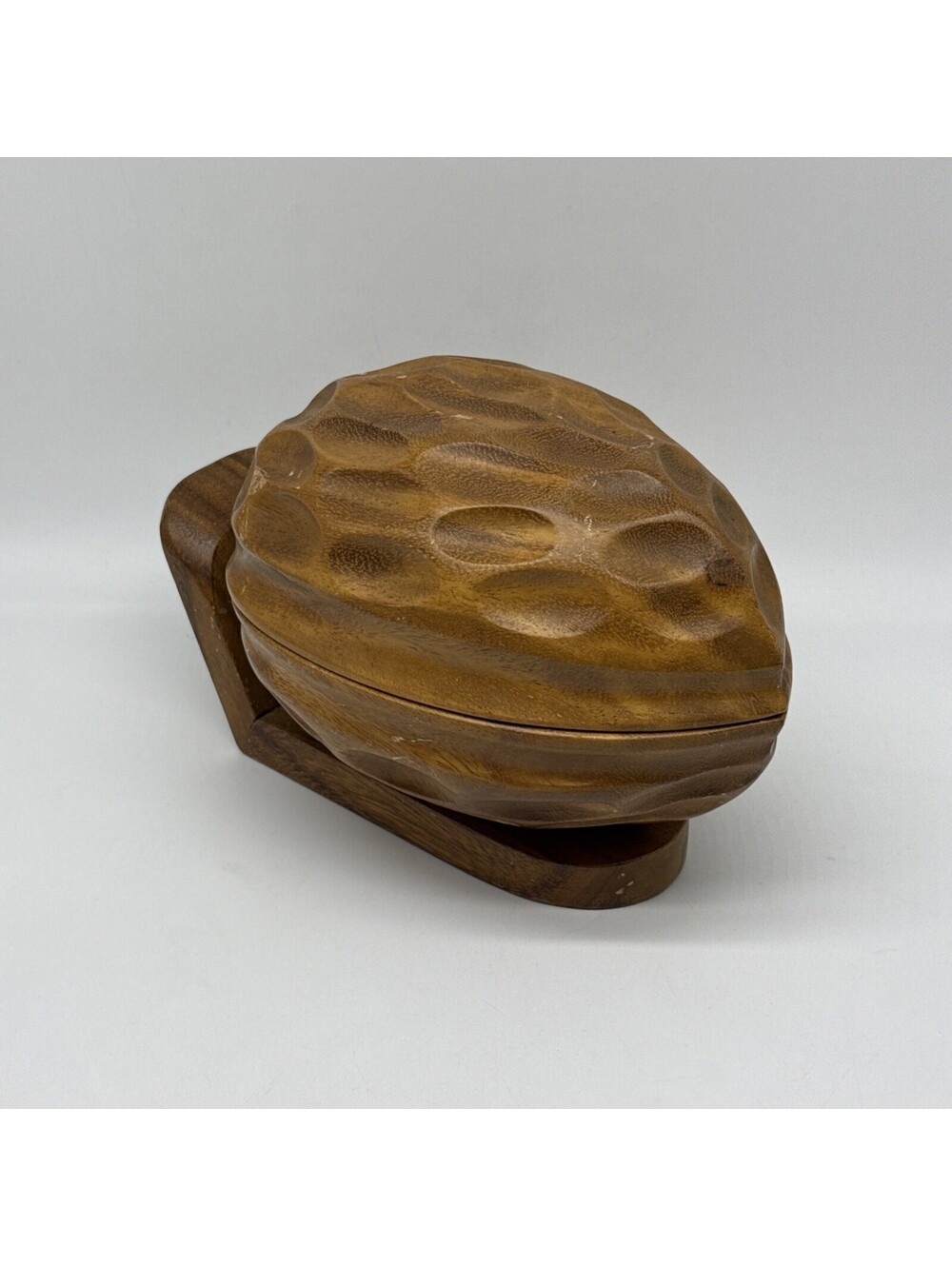 Vintage Talarico Walnut Wood Ware Hindged Trinket Box Bowl